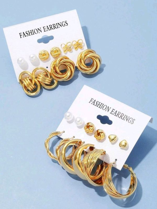 11 Pairs Of Creative Fashion Earrings Set, Faux Pearl Alloy Earrings - Image 2