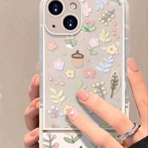 1pc Simple Stand Soft Silicone Phone Case Compatible With IPhone Apple 15 Pro Max