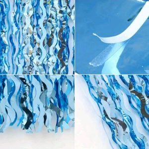 Flashing Bright Metal Foil Wave Mermaid & Shark Themed Party