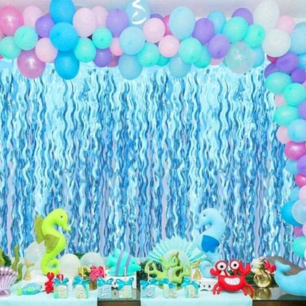 Flashing Bright Metal Foil Wave Mermaid & Shark Themed Party