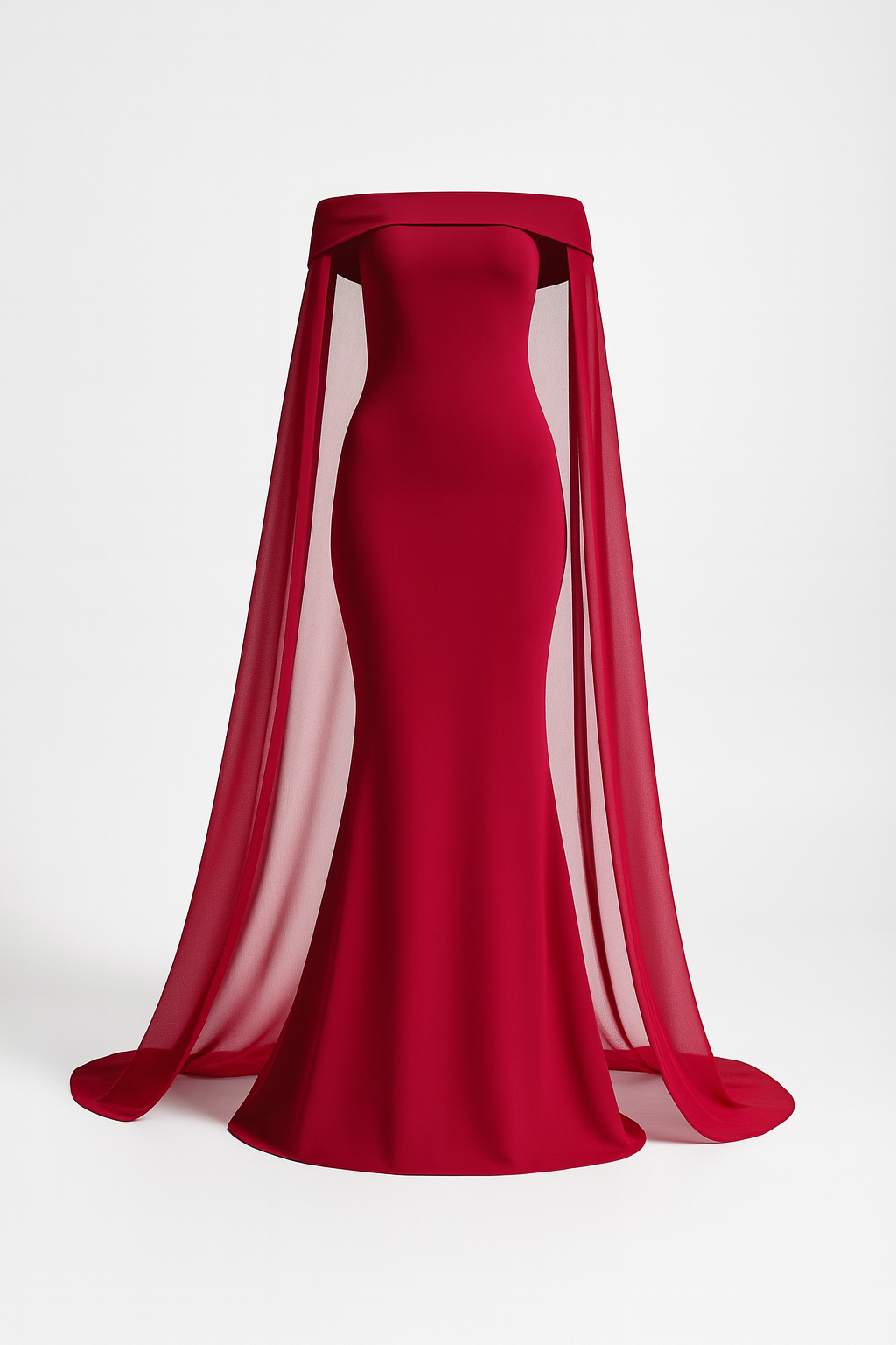 Red off-shoulder dress – front view