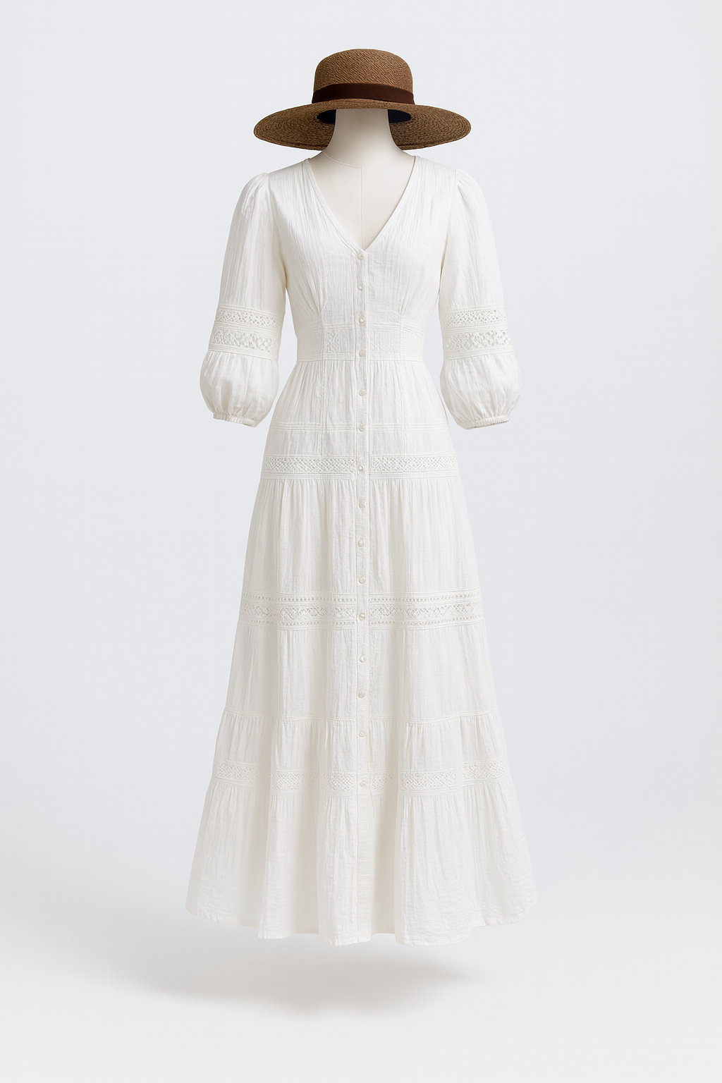 French white lace dress – front view